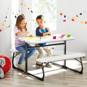 Mainstays Kids Folding Activity Table and Bench Set for Ages 3-8, White