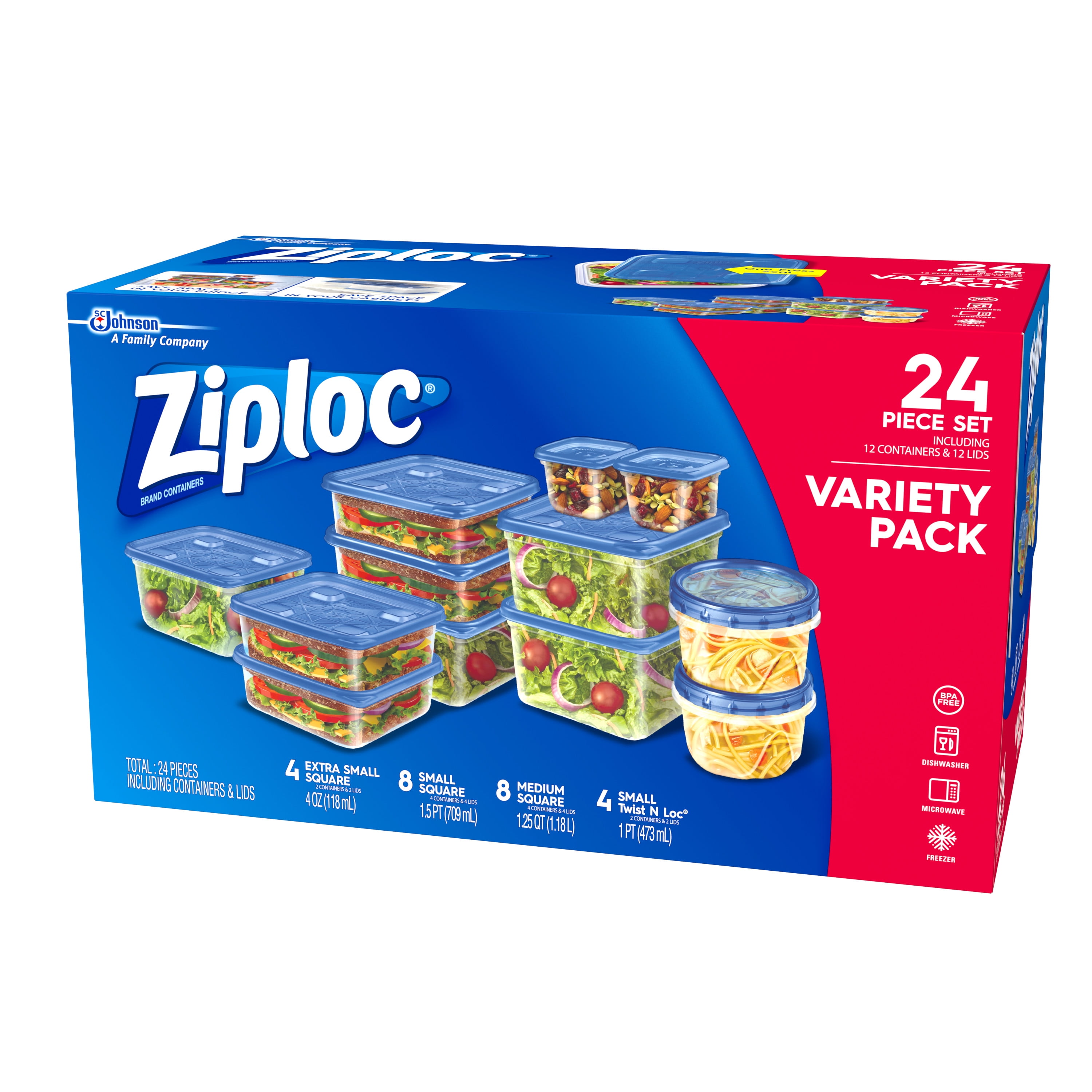 Ziploc Containers Variety Pack 24 Count Com