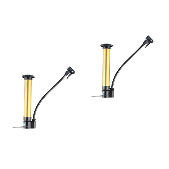 2pcs Bike Air Supply Pump High Pressure Inflation Mini Frame to Floor Pump for Bike (Golden)