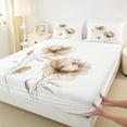 thumbnail image 3 of jejeloiu Rustic Flower Bed Sheets,Watercolor Ink Painting King Sheets,White Brown Sheet Set For Girls Kids,Microfiber Bedroom Decor,4pcs, 3 of 7