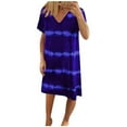 thumbnail image 2 of Bramtres Sundresses for Women 2025,Summer Dress,Womens Casual Striped Tie-Dye Print Dress V Neck Loose T-Shirt Dress(S-3XL),Midi Dresses,Beach Dress,Plus Size Dress,Dark blue Dress,M, 2 of 3