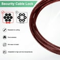 thumbnail image 2 of Uxcell 2-Pack Candado de Cable de Seguridad, Cable de Acero Recubierto de 3.28FT con Doble Asa [Rojo], 2 of 6