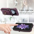 thumbnail image 6 of for Motorola Razr 60/Razr 2025 Case, Retro PU Leather Shockproof Protection Phone Case Wallet Built in Credit Card Slots Flip Cover Finger Ring Stand with Long Strap + Short Strap, Darkpurple, 6 of 8