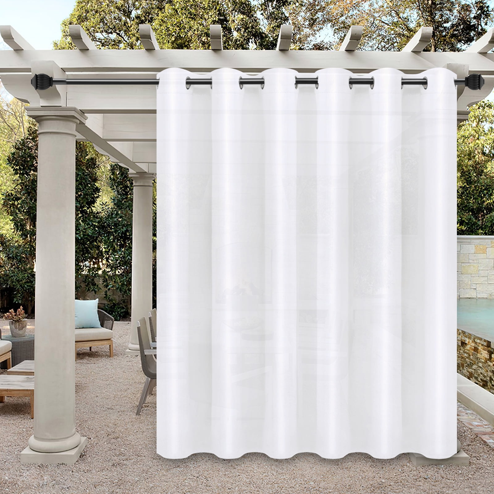 4 x 7, Beige Gazebos With Rustproof Grommets Outdoor Vinyl Curtain for Patio Furniture 12 Oz For Pergola 100% UV & Weather Resistant Patio Blackout Drapes for Dining Room Window Porch