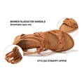 thumbnail image 6 of FAMITION Women's Gladiator Sandals Summer Flat Cross Strappy Sandals Trendy Roman Shoes with Zipper Brown, 6 of 7