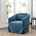 thumbnail image 4 of Swivel Barrel Chair, 360 Degree Swivel Accent Chairs with Pillow, Linen Single Chair Armchair for Living Room, Bedroom, Blue, 4 of 9