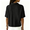 thumbnail image 6 of Women's Cotton Linen Polo Shirt, Casual Short Sleeve Summer Top, Button Down Blouse, 6 of 6