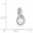 thumbnail image 2 of 925 Sterling Silver Rhodium 6mm FW Cultured Pearl & Diamond (9x18mm) Pendant / Charm, 2 of 2
