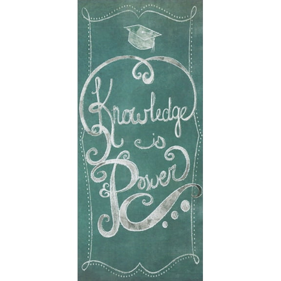 Designer Greetings Knowledge Is Power : White Script on Green Money Holder / Gift Card Holder Graduation Congratulations Card