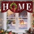 thumbnail image 6 of HOME Christmas Wreath Tie Up Valances Curtain, Bow Vintage Red Black Check Adjustable Rod Pocket Short Window Treatment Tie Up Curtains Valances for Kitchen Living Room Bathroom 54x18 Inches, 6 of 9
