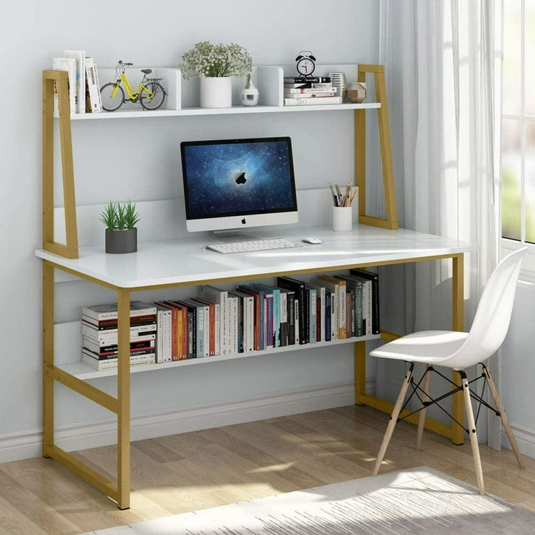 Tribesigns computer desk with hutch and bookshelf 47 inch home office desk with space saving design for cheap small spaces