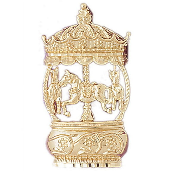 14K Yellow Gold Carousel Pendant - 46 mm