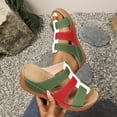 thumbnail image 2 of FRSASU Women's Platform Sandals Wedge Heels Sandals Ankle Strap Open Toe Casual Summer Dressy Wedges Shoes Green, 2 of 8