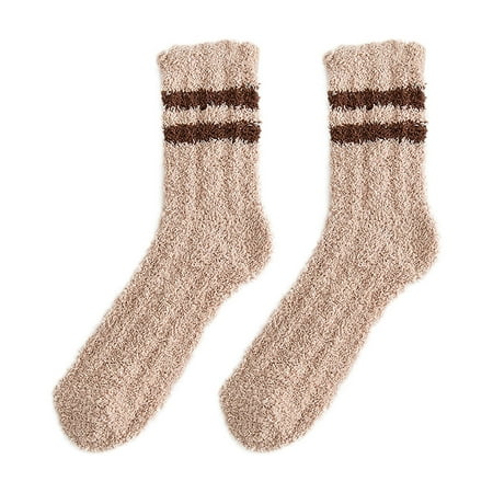 

Socks for Women Winter Stocking Stocking Lady Stocking Striped Candy Coloured Coral Stocking With Thick Warm Floor Socks Grip Socks