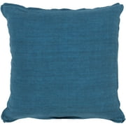 Libby Langdon Luxe Hand Crafted Linen Fancy Flange Decorative Pillow with Poly Filler, Peacock
