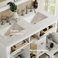 thumbnail image 3 of Totti Artemis 44" White Transitional Double Sink Bathroom Vanity w/ White Carrara Style Man-Made Stone Top, 3 of 7