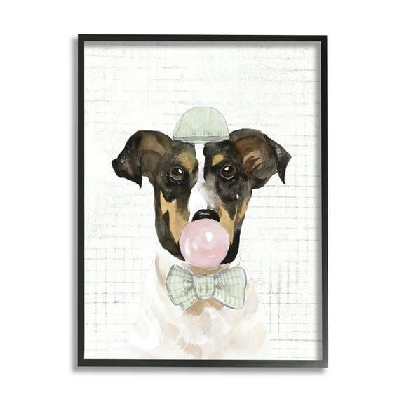 Stupell Industries Dog with Bowtie Patterned Animals & Insects Painting Black Framed Art Print Wall Art, 11 x 14