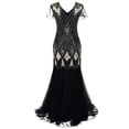 thumbnail image 3 of Vestido de lentejuelas vintage para mujer de los años 20, vestido de banquete ligero de lujo para fiesta, vestido de noche, vestido de cola de pez largo, 3 of 5