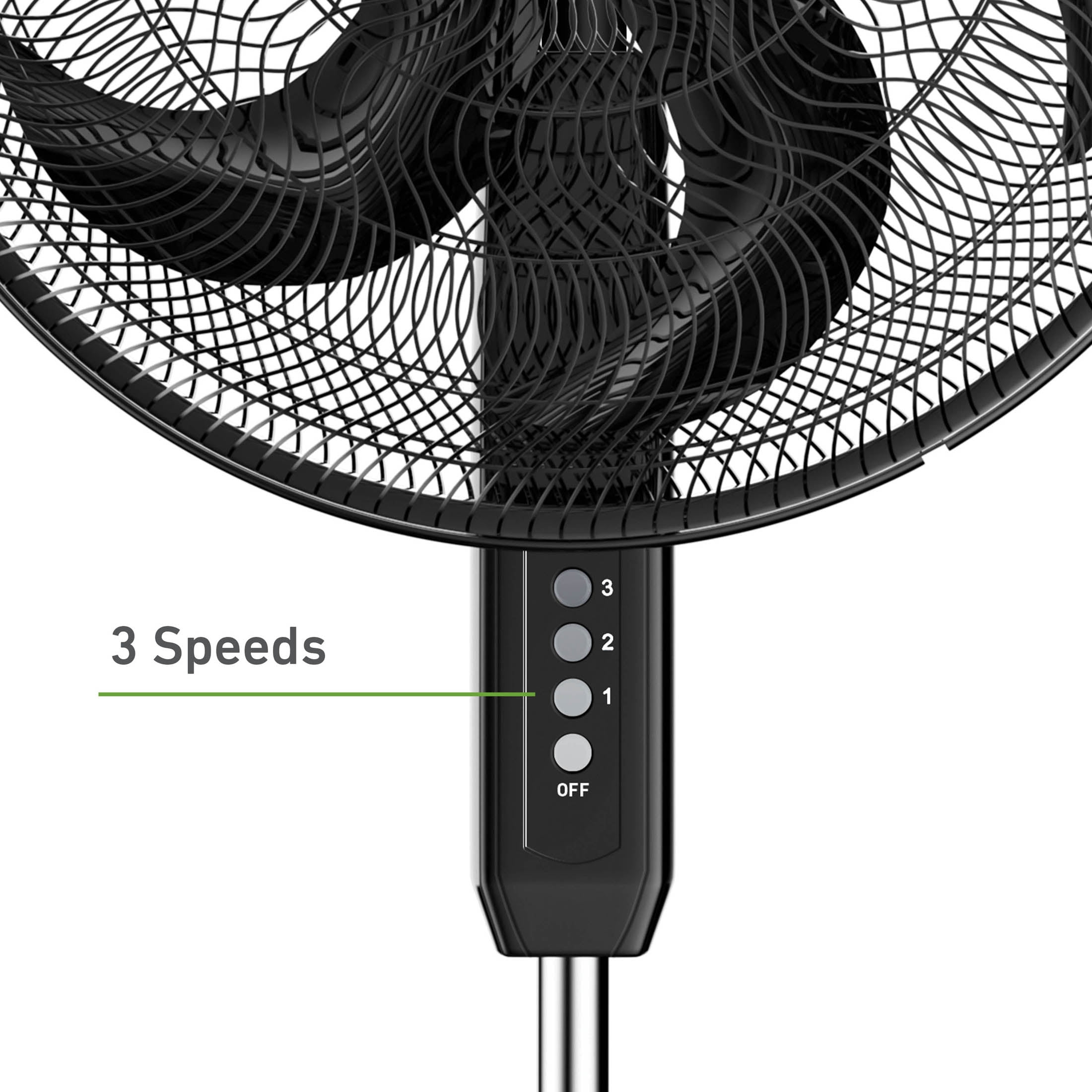 Holmes Big Breeze 16" Manual Oscillating Powerful Airflow Stand Fan, 3 Speeds, Black