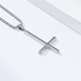 thumbnail image 3 of HIJONES Men's Women's Stainless Steel Silver Gold Black Plain Inverted Cross Pendant Necklace Simple Jewelry Gifts Silver, 3 of 6