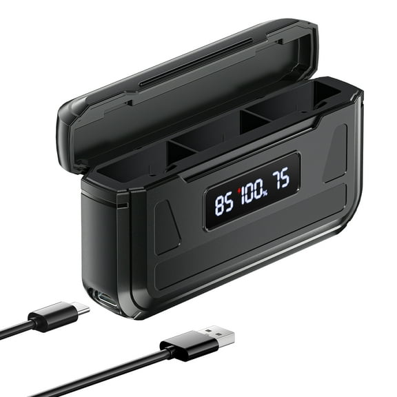 CITYORK GoPro LCD 2-Slot Storage USB Charger Fully Compatible with GoPro Hero 12 Black Hero 11 Black Hero 10 Black Hero 9 Black