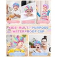 thumbnail image 3 of Gorro de ducha infantil reutilizable de 3 piezas con diseño de unicornio, doble capa, impermeable y ajustable para niñas., 3 of 5