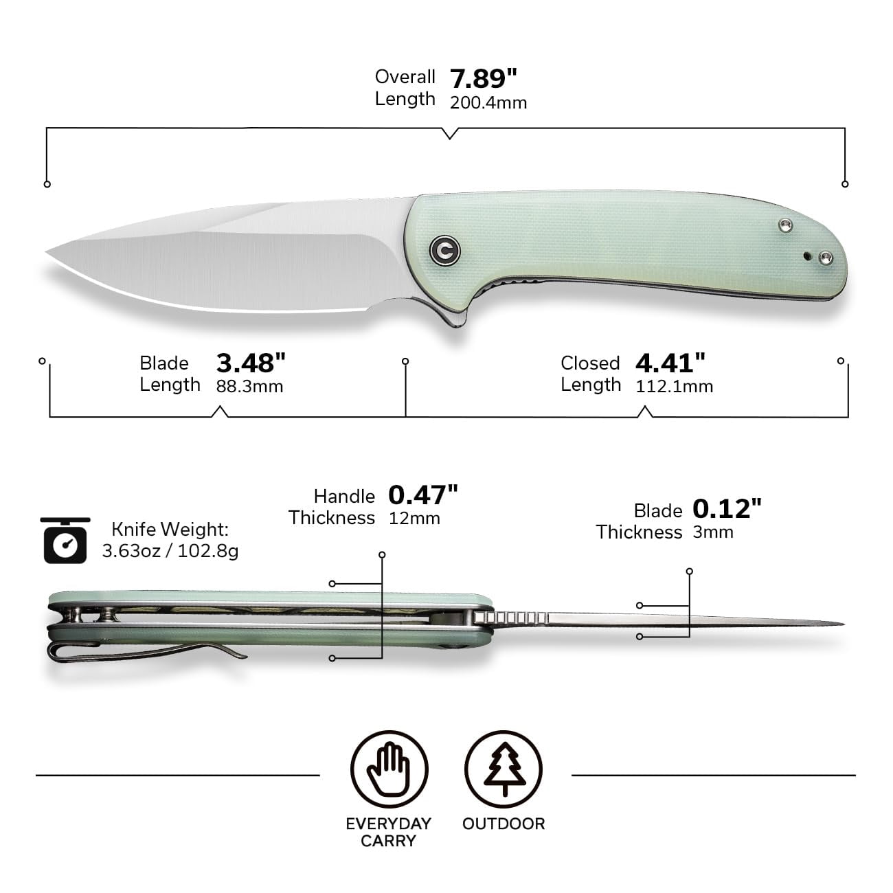 CIVIVI Primitrox Folding Knife Flipper Pocket Knife with 3.48" Nitro-V Blade G10 Handle for Everyday Carry C23005A-1