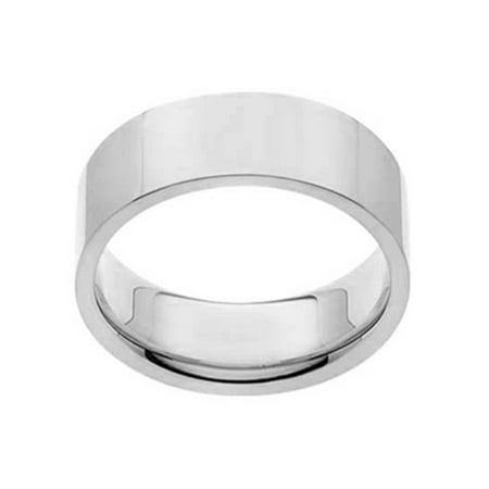 Men S 8mm Comfort Fit Flat Wedding Band Ring 14k White Gold
