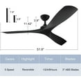 thumbnail image 3 of DingLiLighting 52" Black Ceiling Fan no Light with Remote, 3-Blade Black Ceiling Fan, Indoor Outdoor for Living Room, Bedroom, Office, Patio, 3 of 7
