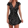 thumbnail image 1 of Gvmfive Women's Deep V Neck Sexy Floral Dress Casual Short Sleeve Wrap Dress, 1 of 2