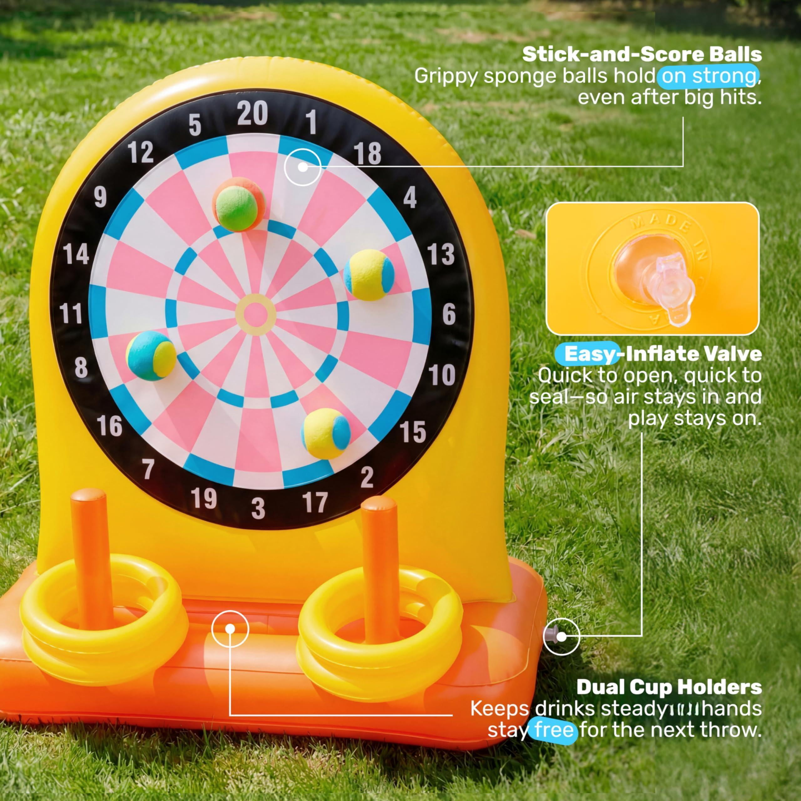 2-in-1 Inflatable Dart Board and Ring Toss Game Set