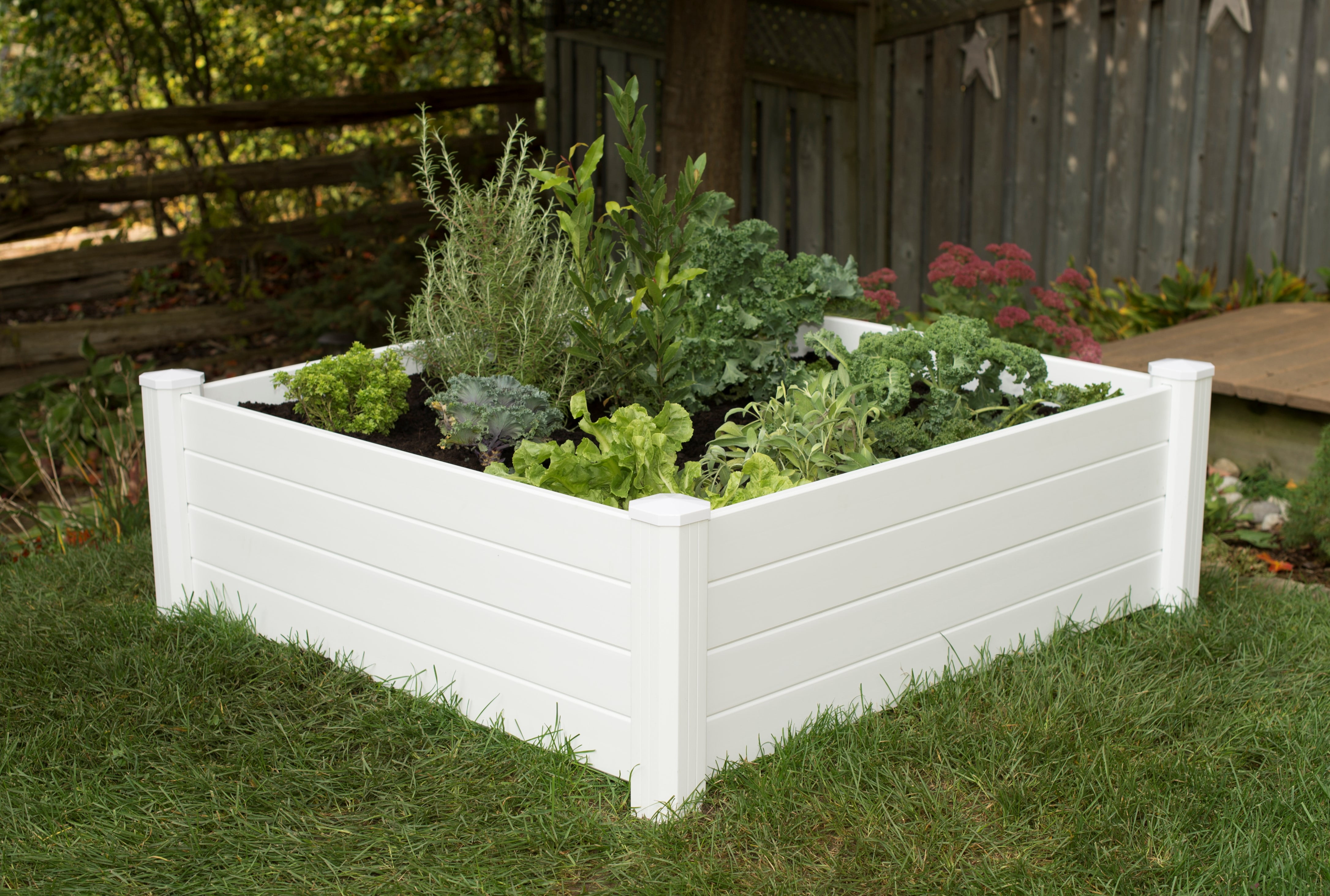 NuVue Products 26011, Grand Raised Garden Bed - White: 48 in W x 48 in L x 15 in H
