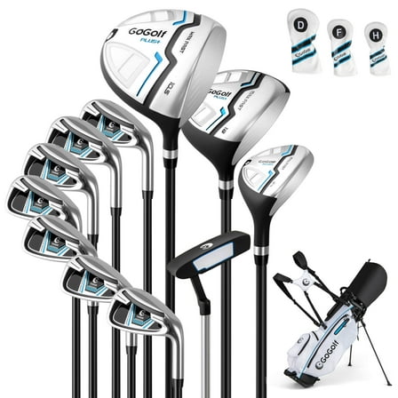 Costway 12 Pieces Men's Complete Golf Club Set Right Hand Includes 460CC #1 Driver White