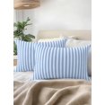 thumbnail image 3 of Waterproof Outdoor Throw Pillows with Inserts 12"x20" Set of 2, Blue White Stripe Soft Decorative Pillowcases for Couch Bedroom, Modern Minimalist Geometric Striped Pillow Covers for Sofa Living Room, 3 of 8