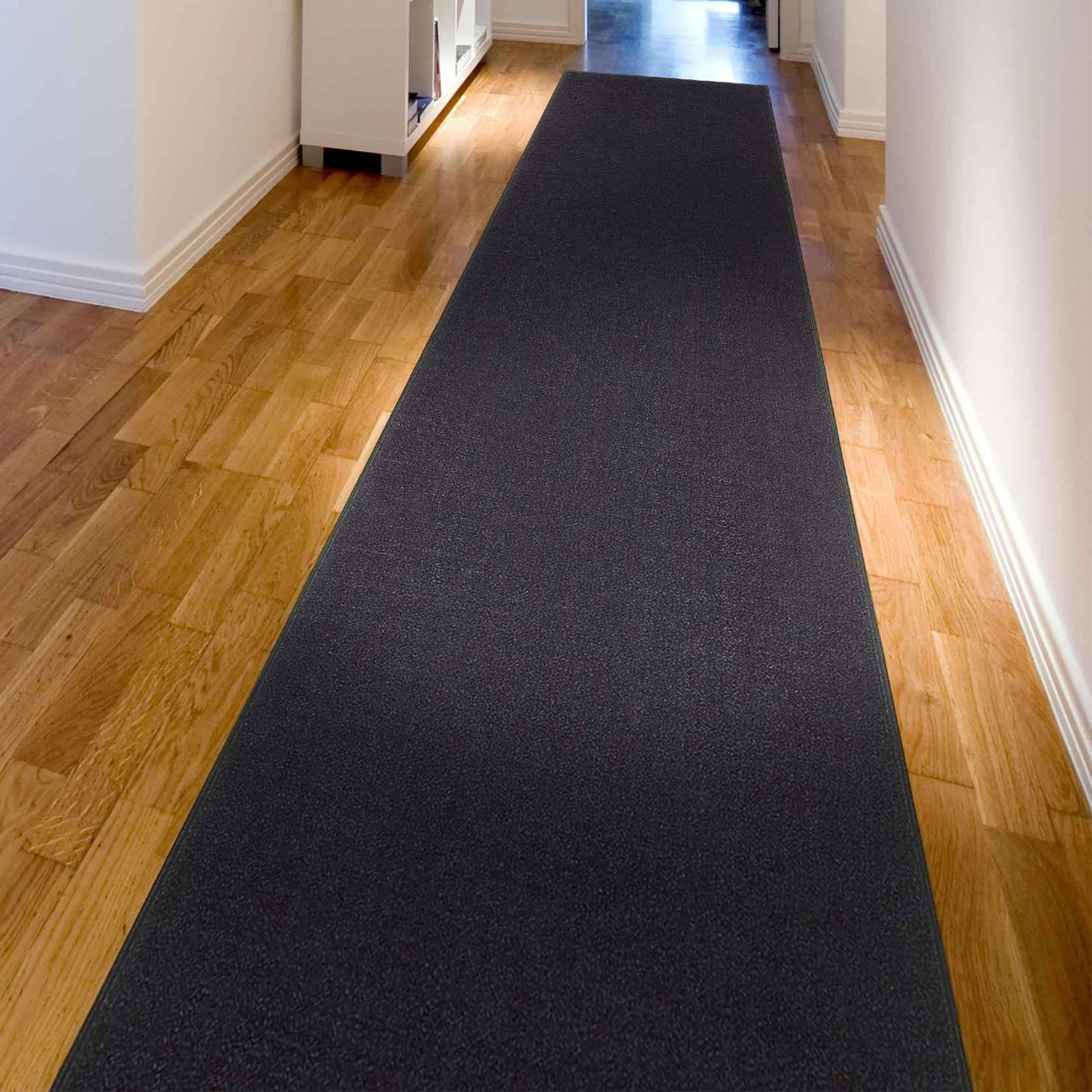 Sweet Home Stores Non-Slip Rubberback Solid 3x10 Runner Rug, 2'7" x 9'10", Black