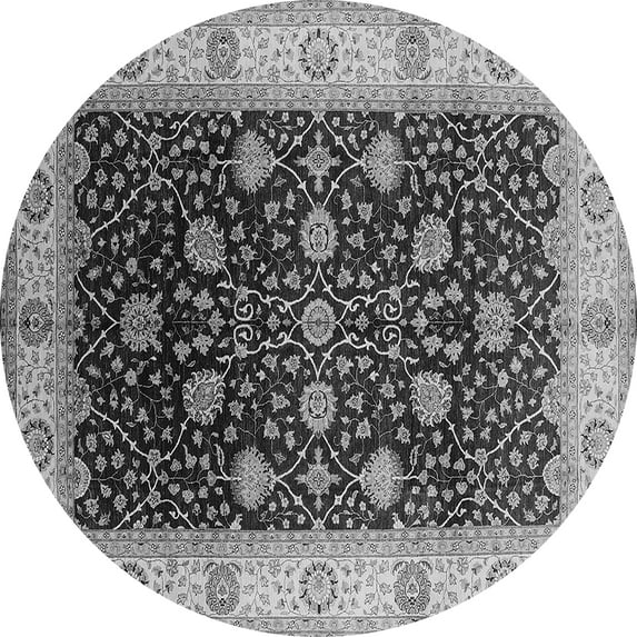 Ahgly Company Indoor Round Oriental Gray Industrial Area Rugs, 8' Round