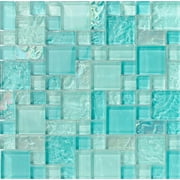 Bahamas Aqua Mix Glass Tile Pool Tile and Walls Tiles and Deco 12in x 12in