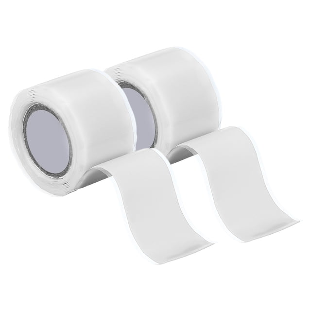 2 Pcs Cinta de Silicona Autoadhesiva, Cinta de Sellado de Silicona de 1" x 5ft para Reparación de Tuberías de Plomería, Fugas de Mangueras, Blanca