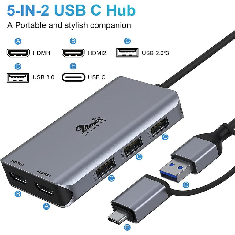  USB C Docking Station Dual Monitor HDMI for Dell HP