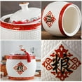 thumbnail image 2 of Rice Storage Containe Grain Storage Bin Ceramic Rice Bucket Rice Storage Box with Tassel Design Sealed Rice Bin Cereal Rice Container for Kitchen(5KG), KAYYENYYD-5KG, 2 of 7
