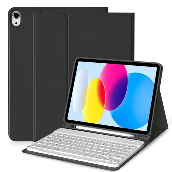 DWPSG Keyboard Case for iPad (A16) 11th Generation 11 inch 2025, Stand Folio Detachable Wireless Bluetooth Rechargeable Keyboard, for iPad 10th Generation 10.9 inch 2022 with Pencil Holder, Black