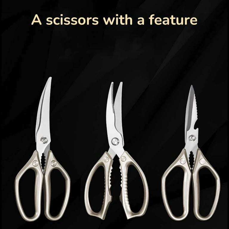 Pcapzz Heavy Duty Kitchen Scissors,Stainless Steel Chicken Bone Shears with Leather Case Large Kitchen Shears for Cutting Chicken Meat Vegetable Bone