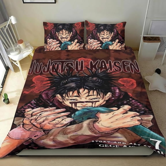 Manga Kaisen Themed Bed Sheet Set Three Piece Set 53x79 In ches Comfortable And Skin Friendly Unique Design Creating A Star Studded Night Home Decor Gifts For Family Friends fans