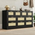 thumbnail image 2 of Yiwa 10 Drawer Rattan Front Dresser, 59 Inch Wide Modern Chest for Bedroom, Living Room, or Hallway, 2 of 8