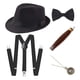 thumbnail image 1 of Accesorios para hombres de década de 1920, conjunto de disfraces: sombrero , , pajarita, reloj y de plástico Negro Macarena Disfraces de cosplay para hombres, 1 of 8