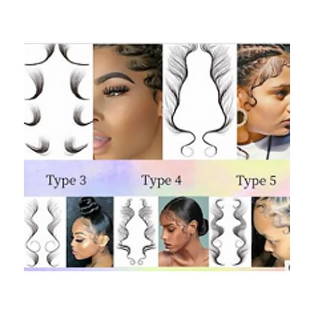 Hair Edge Sticker Waterproof Hairline Hair Edge Fringe Decal Temporary Baby Bang Tail Sticker, Pattern 5
