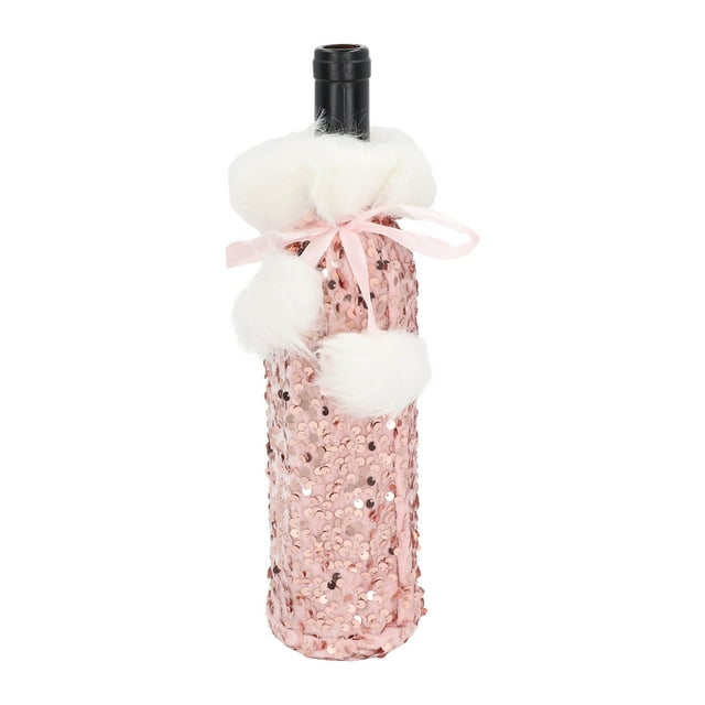 Cubierta De Botella De Vino De Navidad, Cubierta De Botella De Navidad Brillante Tela De Lentejuelas Decorativa Mano De Obra Fina Para Fiestas