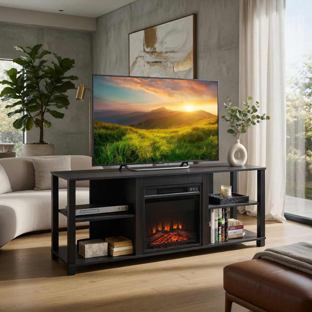 Topcobe 2-Tier TV Storage Cabinet Console with Adjustable Shelves, TV Furniture for Living Room
