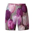 thumbnail image 4 of Lsque Mens Swim Trunks Purple And Pink Tulip Bouquet Pattern - Bathing Suit Compression Liner - Beach Swim Shorts Swimwear - (S-3XL) - Stretch Quick Dry -XX-Large, 4 of 9