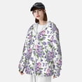 thumbnail image 5 of Daiia Violets Flowers UPF 50+ Sun Protection Hoodie Jacket Lightweight Long Sleeve Sun Shirt for Women Men with Pocket Hiking Outdoor-Small, 5 of 9